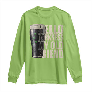 Funny St Patricks Day Black Irish Beer Long Sleeve Shirt - Hello Darkness My Old Friend Shamrock Tee TS11 Lime Print Your Wear