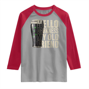 Funny St Patrick's Day Black Irish Beer Raglan Shirt Hello Darkness My Old Friend Shamrock TS11 Sport Gray Red Print Your Wear