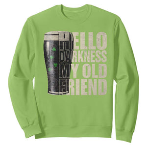 Funny St Patrick's Day Black Irish Beer Sweatshirt Hello Darkness My Old Friend Shamrock TS11 Lime Print Your Wear