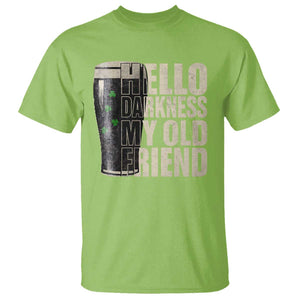 Funny St Patricks Day Black Irish Beer T Shirt - Hello Darkness My Old Friend Shamrock Tee TS11 Lime Print Your Wear
