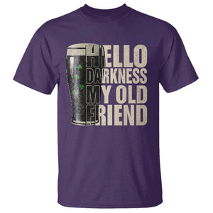 Funny St Patricks Day Black Irish Beer T Shirt - Hello Darkness My Old Friend Shamrock Tee TS11 Purple Print Your Wear