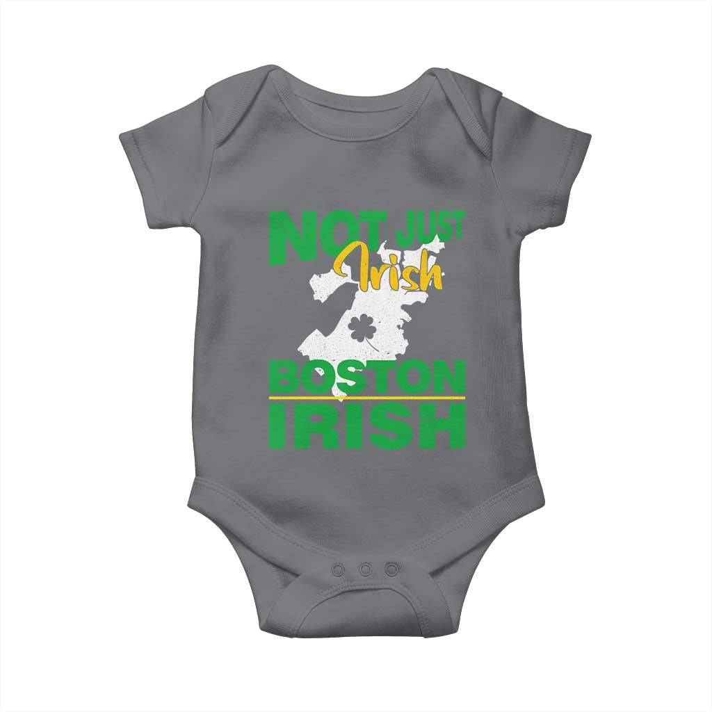 Funny Boston Irish Baby Onesie Not Just Irish Boston Irish Shamrock TS11 Charcoal Print Your Wear