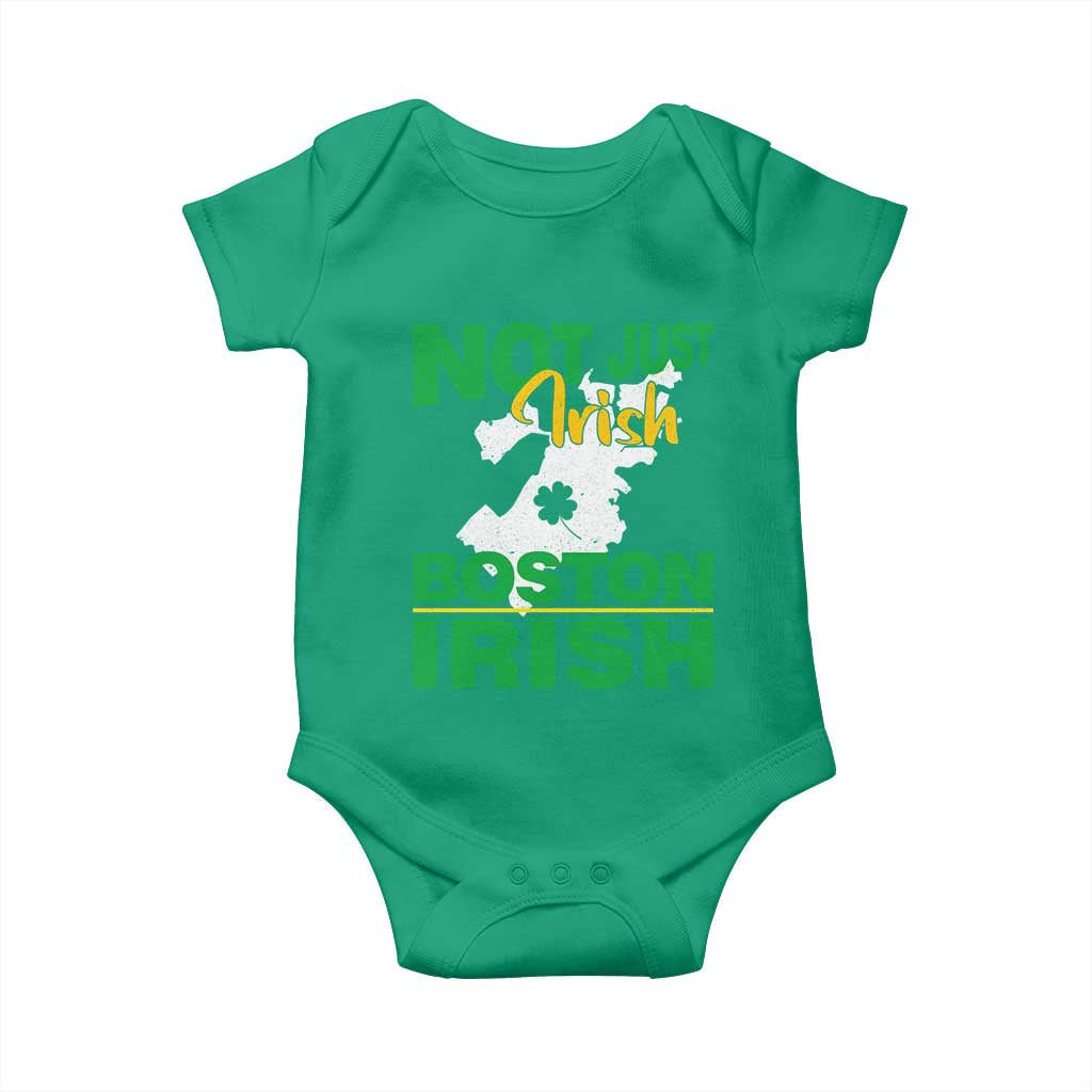 Funny Boston Irish Baby Onesie Not Just Irish Boston Irish Shamrock TS11 Irish Green Print Your Wear