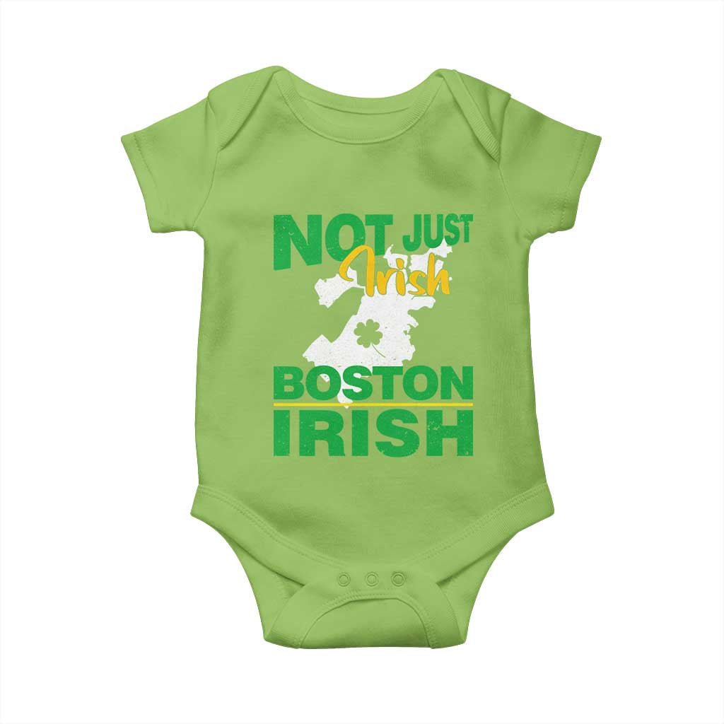 Funny Boston Irish Baby Onesie Not Just Irish Boston Irish Shamrock TS11 Lime Print Your Wear