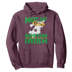 Funny Boston Irish Hoodie Not Just Irish Boston Irish Shamrock TS11 Maroon Print Your Wear