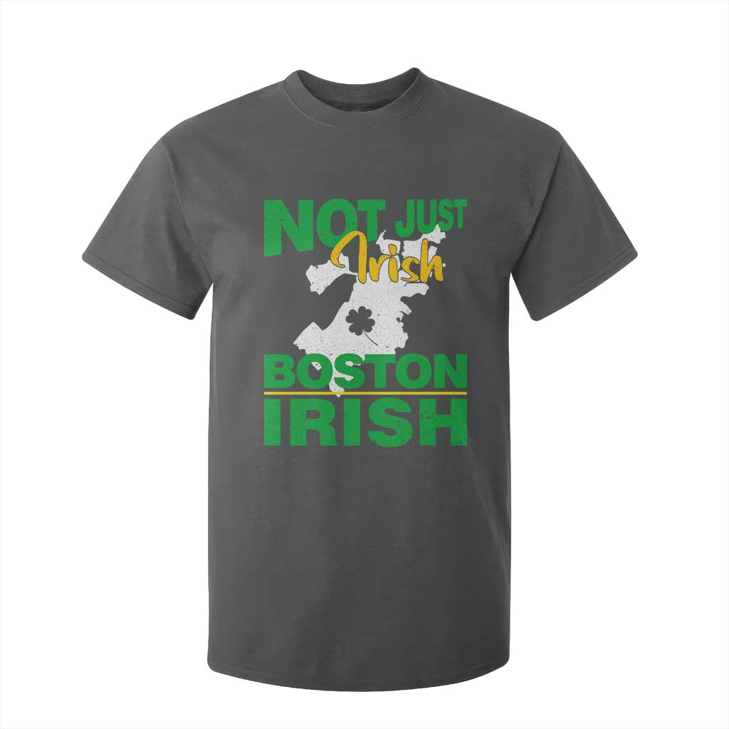 Funny Boston Irish T Shirt For Kid Not Just Irish Boston Irish Shamrock TS11 Dark Heather Print Your Wear