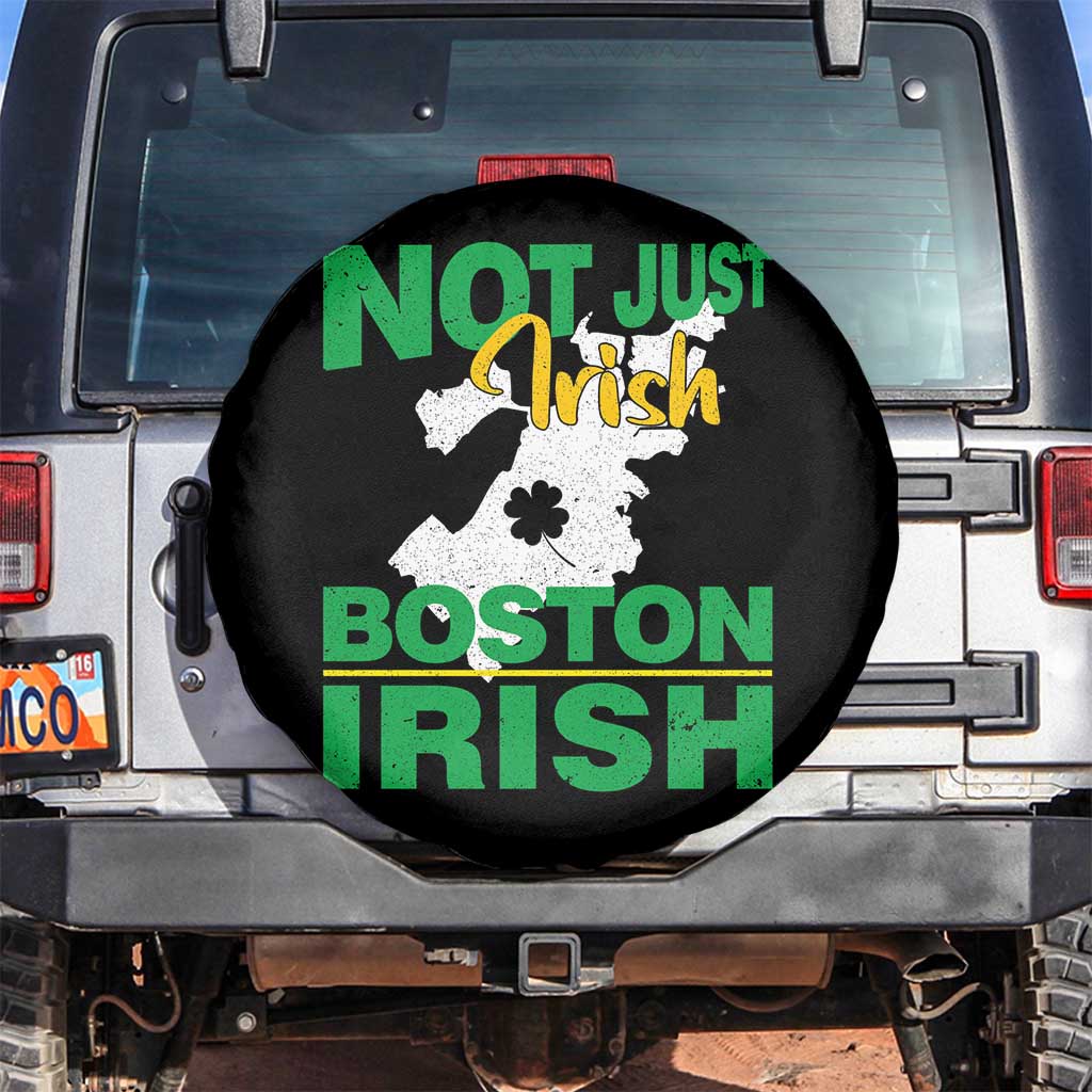 Funny Boston Irish Spare Tire Cover Not Just Irish Boston Irish Shamrock TS11 No hole Black Print Your Wear