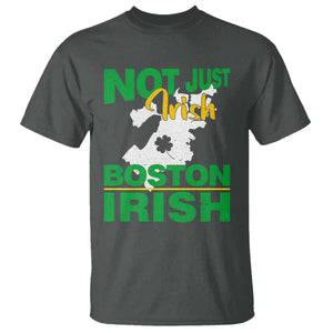 Funny Boston Irish T Shirt Not Just Irish Boston Irish Shamrock TS11 Dark Heather Print Your Wear