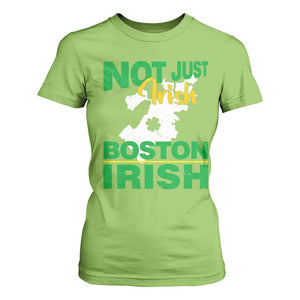 Funny Boston Irish T Shirt For Women Not Just Irish Boston Irish Shamrock TS11 Lime Print Your Wear