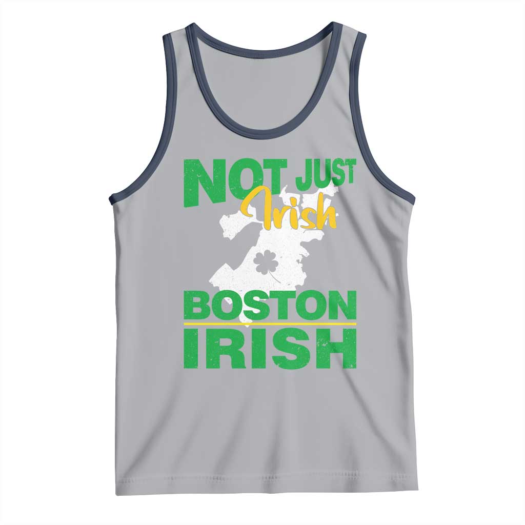 Funny Boston Irish Tank Top Not Just Irish Boston Irish Shamrock TS11 Athletic Heather Navy Print Your Wear