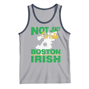 Funny Boston Irish Tank Top Not Just Irish Boston Irish Shamrock TS11 Athletic Heather Navy Print Your Wear