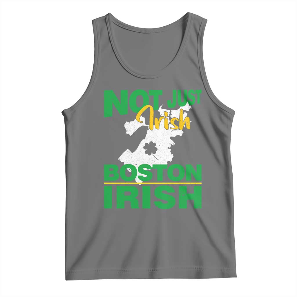 Funny Boston Irish Tank Top Not Just Irish Boston Irish Shamrock TS11 Black Heather Print Your Wear