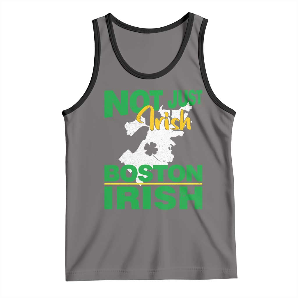 Funny Boston Irish Tank Top Not Just Irish Boston Irish Shamrock TS11 Deep Heather Black Print Your Wear