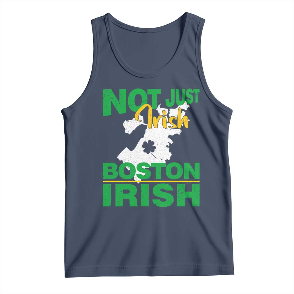 Funny Boston Irish Tank Top Not Just Irish Boston Irish Shamrock TS11 Navy Print Your Wear