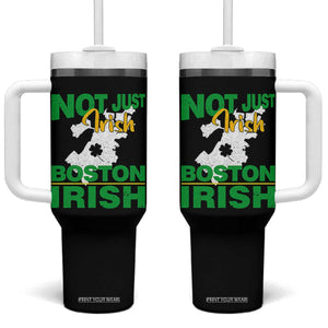 Funny Boston Irish Tumbler With Handle Not Just Irish Boston Irish Shamrock TS11 One Size: 40 oz Black Print Your Wear