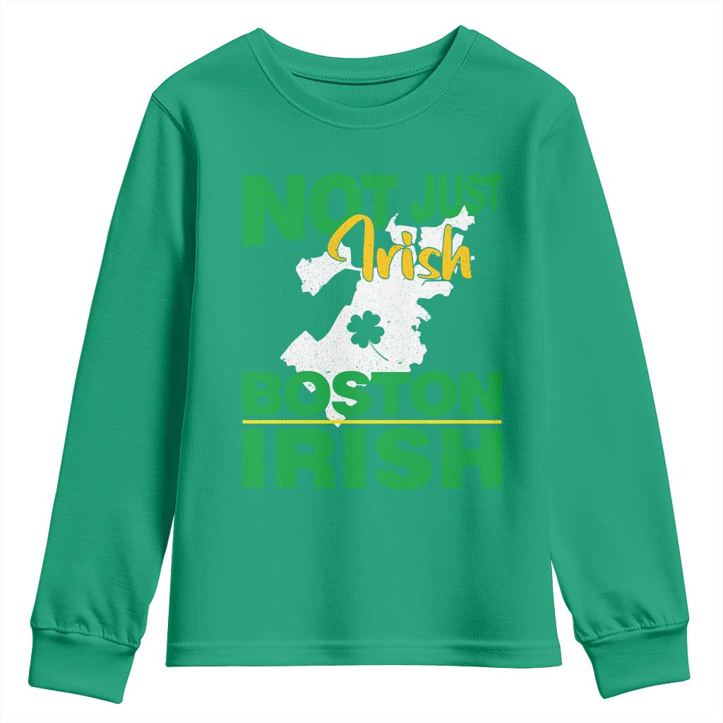 Funny Boston Irish Youth Sweatshirt Not Just Irish Boston Irish Shamrock TS11 Irish Green Print Your Wear