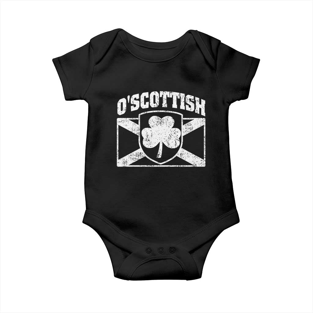 Irish-Scots Irish Scottish Baby Onesie O'Scottish Vintage Shamrock TS11 Black Print Your Wear