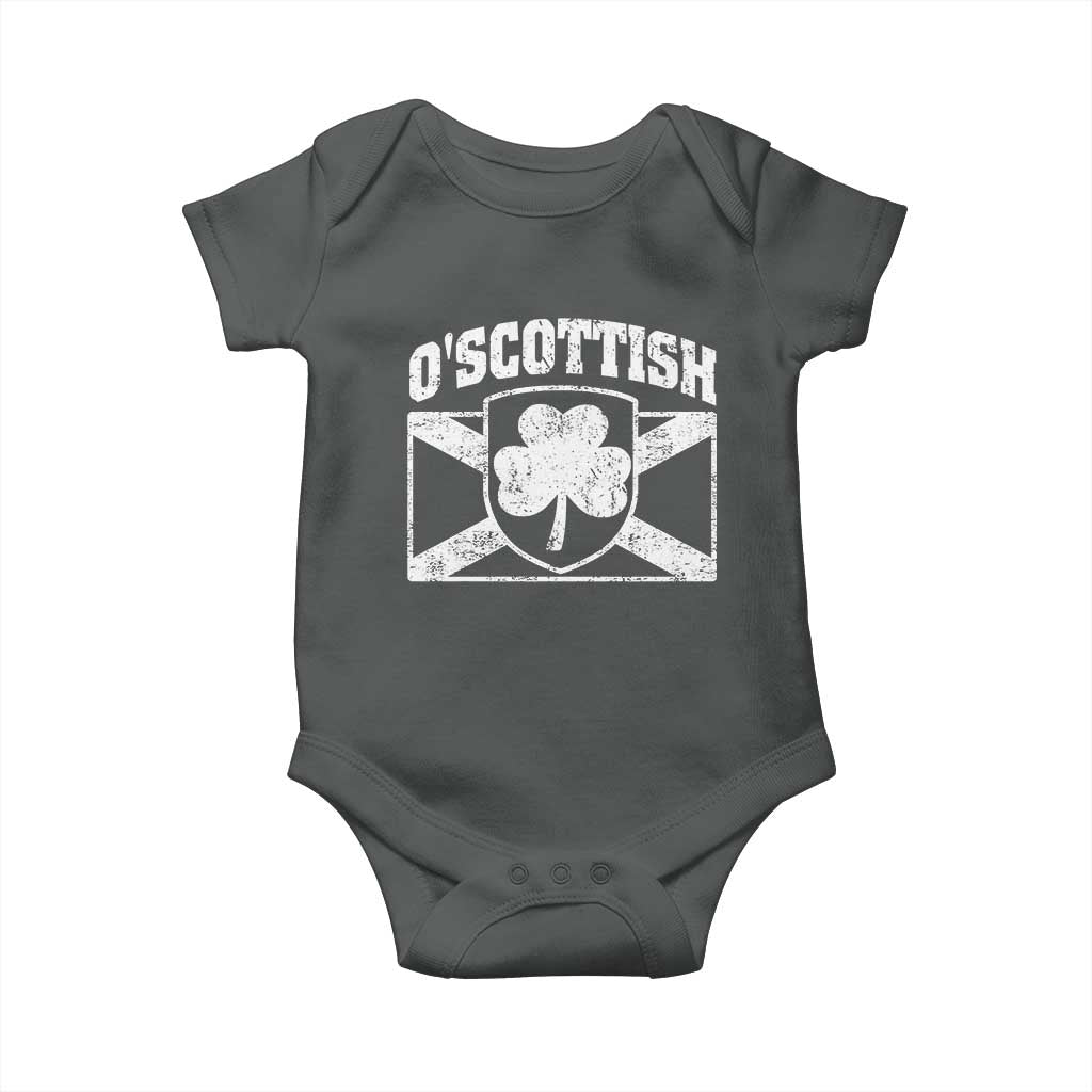 Irish-Scots Irish Scottish Baby Onesie O'Scottish Vintage Shamrock TS11 Dark Heather Print Your Wear