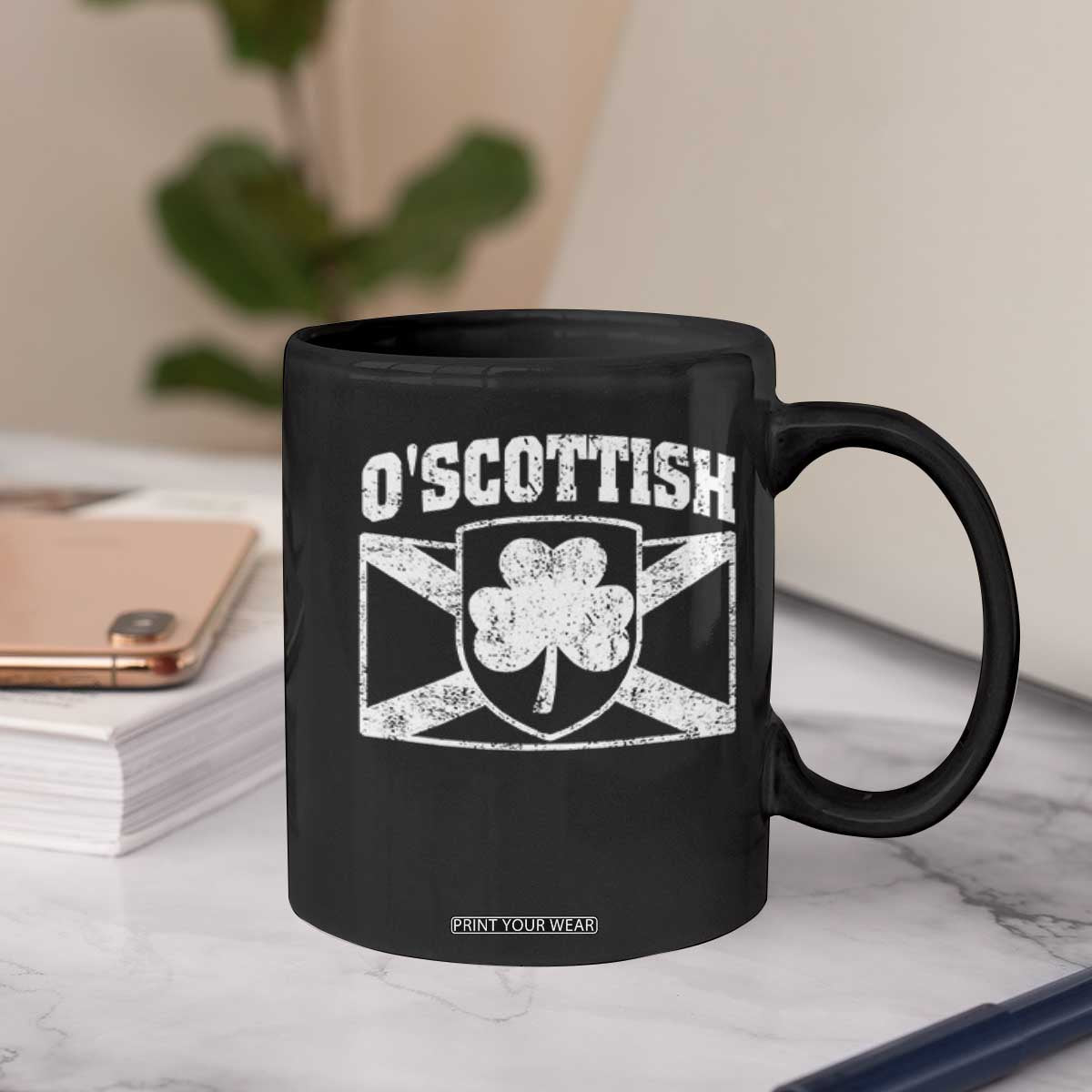 Irish-Scots Irish Scottish Coffee Mug O'Scottish Vintage Shamrock TS11 Print Your Wear