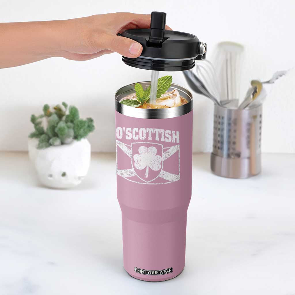 Irish-Scots Irish Scottish Flip Straw Tumbler O'Scottish Vintage Shamrock TS11 One Size: 30 oz Light Pink Print Your Wear