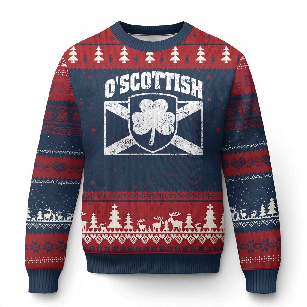 Irish-Scots Irish Scottish Ugly Christmas Sweater O'Scottish Vintage Shamrock TS11 Navy Red Print Your Wear