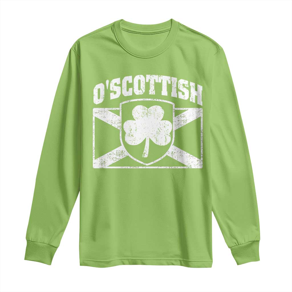 Irish-Scots Irish Scottish Long Sleeve Shirt O'Scottish Vintage Shamrock TS11 Lime Print Your Wear