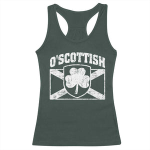 Irish-Scots Irish Scottish Racerback Tank Top O'Scottish Vintage Shamrock TS11 Dark Forest Green Print Your Wear
