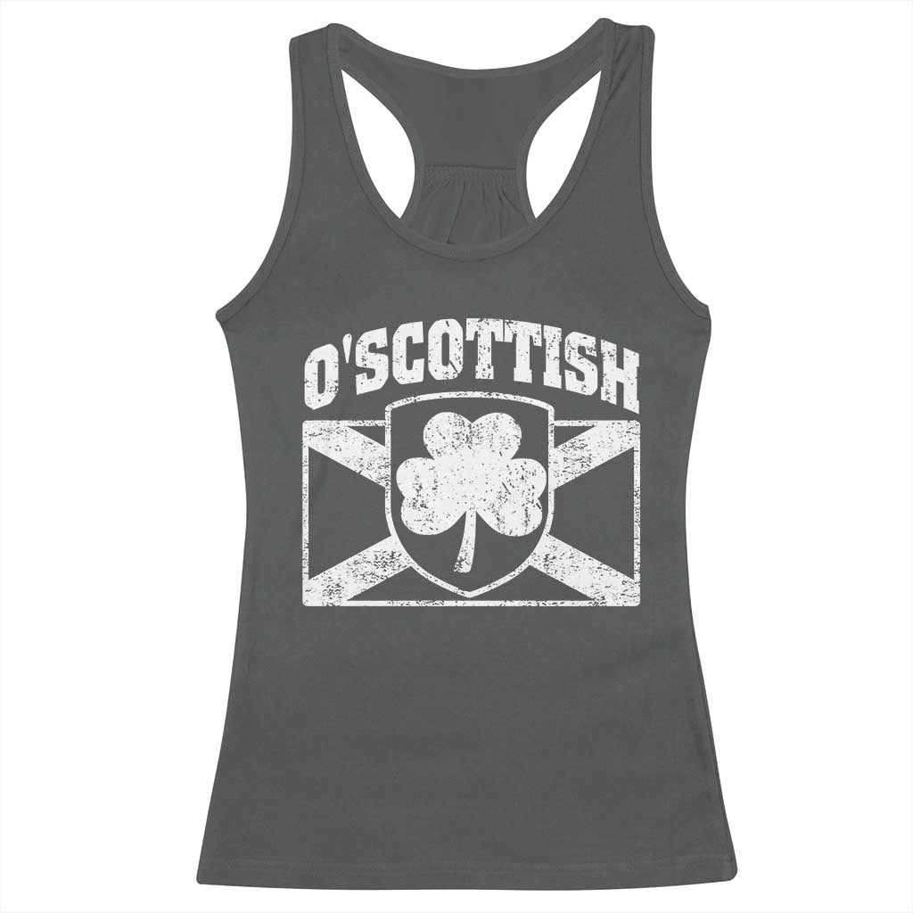 Irish-Scots Irish Scottish Racerback Tank Top O'Scottish Vintage Shamrock TS11 Dark Heather Print Your Wear