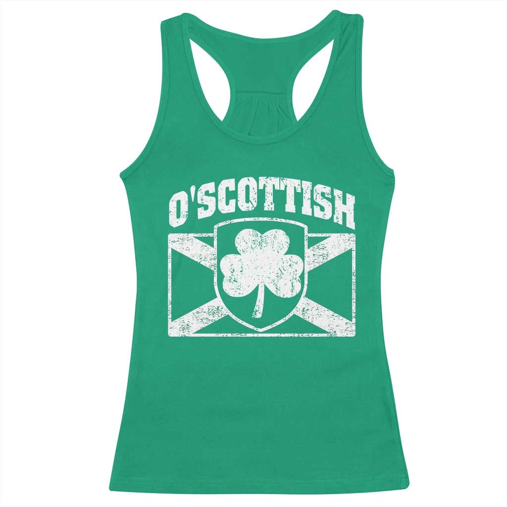 Irish-Scots Irish Scottish Racerback Tank Top O'Scottish Vintage Shamrock TS11 Irish Green Print Your Wear