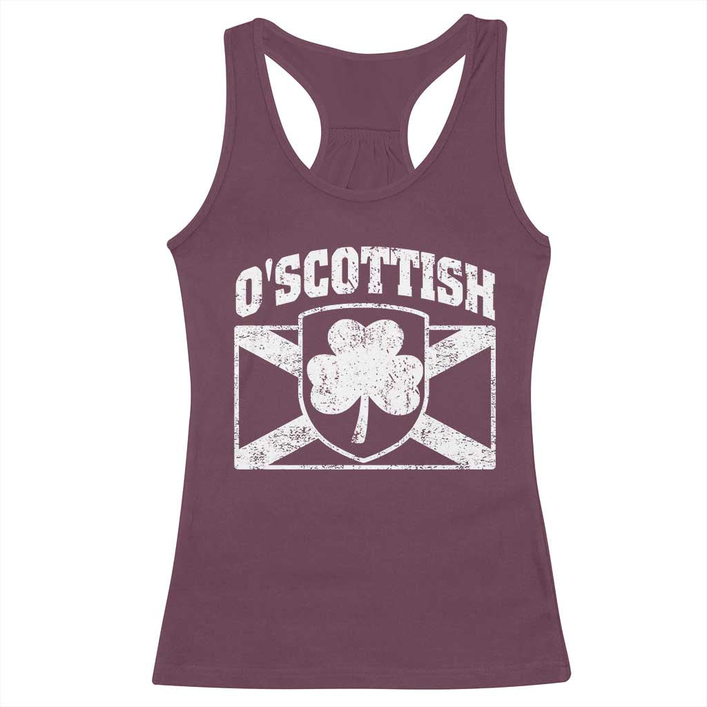 Irish-Scots Irish Scottish Racerback Tank Top O'Scottish Vintage Shamrock TS11 Maroon Print Your Wear