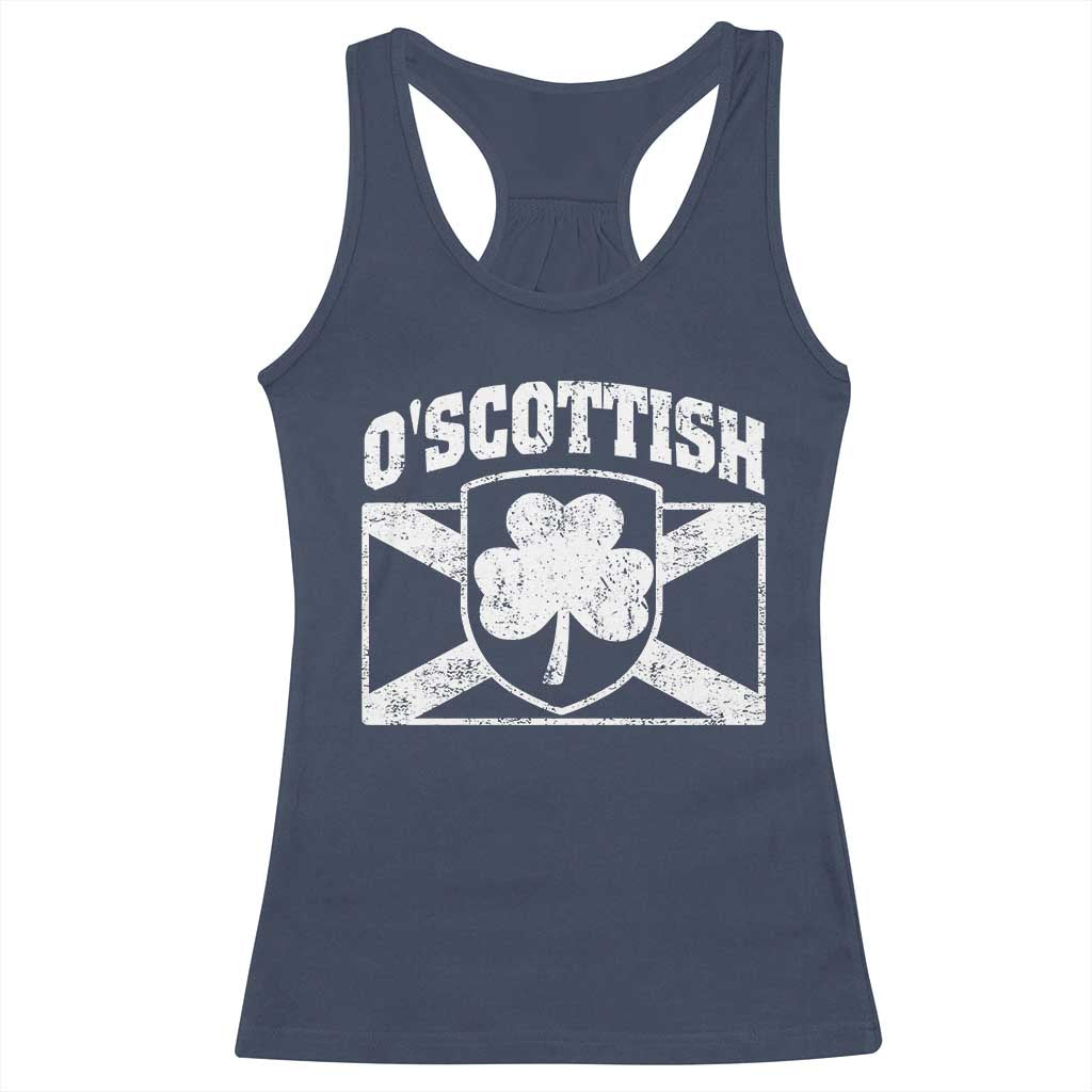 Irish-Scots Irish Scottish Racerback Tank Top O'Scottish Vintage Shamrock TS11 Navy Print Your Wear