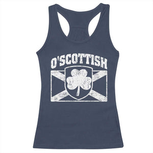 Irish-Scots Irish Scottish Racerback Tank Top O'Scottish Vintage Shamrock TS11 Navy Print Your Wear
