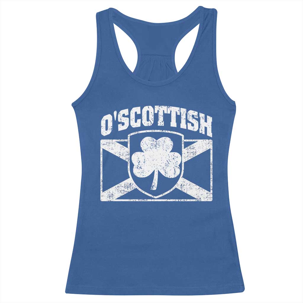 Irish-Scots Irish Scottish Racerback Tank Top O'Scottish Vintage Shamrock TS11 Royal Blue Print Your Wear