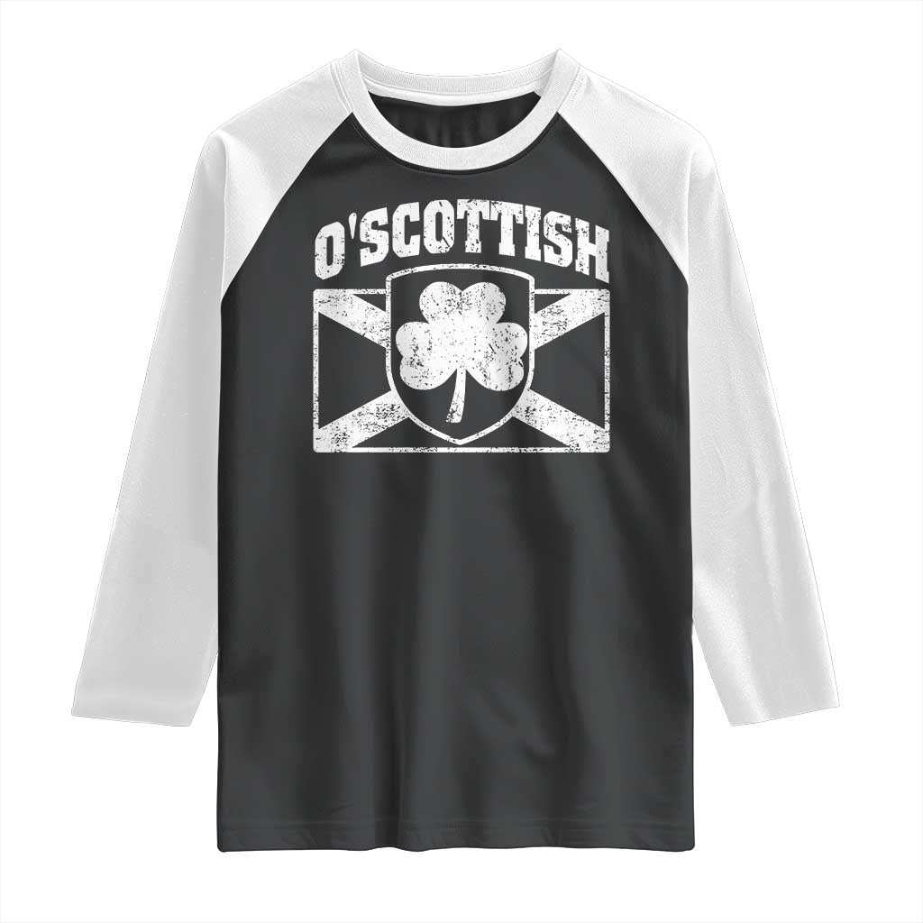 Irish-Scots Irish Scottish Raglan Shirt O'Scottish Vintage Shamrock TS11 Black White Print Your Wear