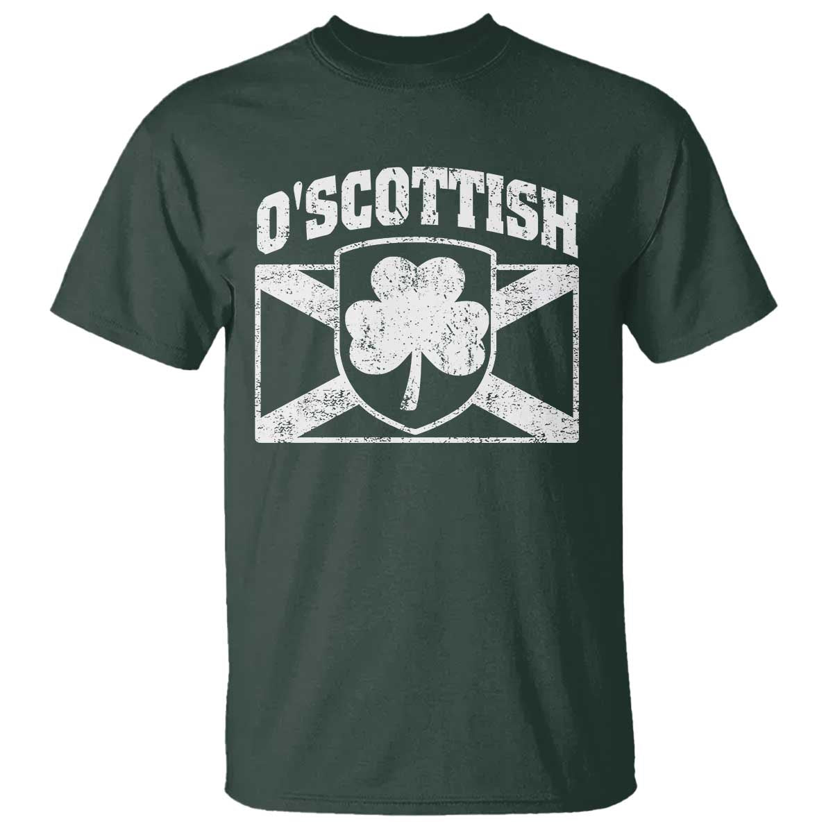 Irish-Scots Irish Scottish T Shirt O'Scottish Vintage Shamrock TS11 Dark Forest Green Print Your Wear