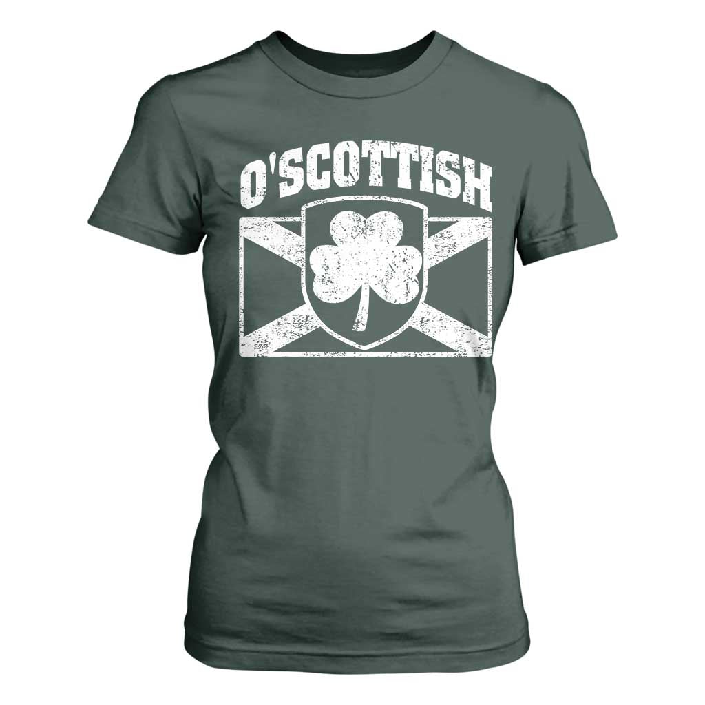 Irish-Scots Irish Scottish T Shirt For Women O'Scottish Vintage Shamrock TS11 Dark Forest Green Print Your Wear