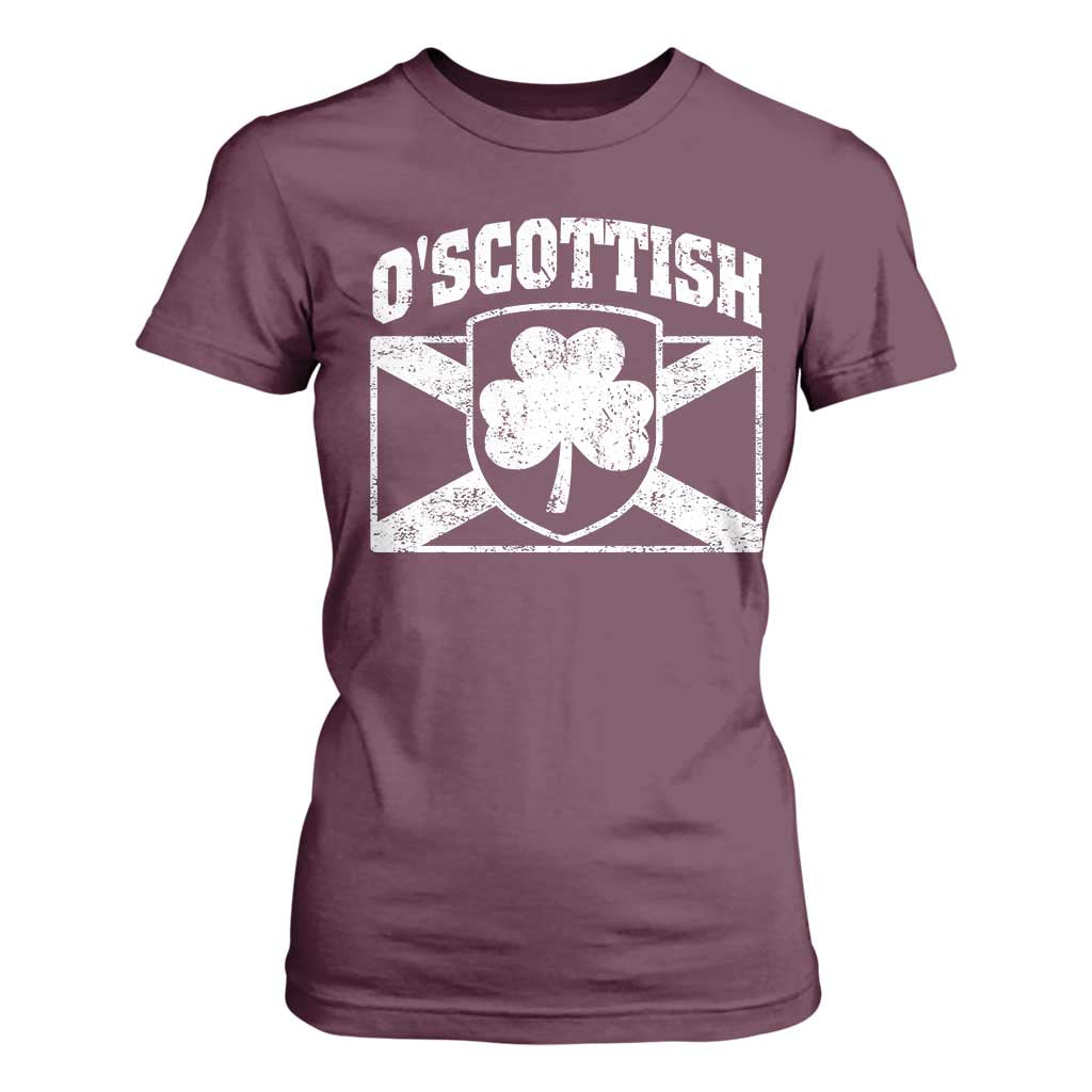 Irish-Scots Irish Scottish T Shirt For Women O'Scottish Vintage Shamrock TS11 Maroon Print Your Wear