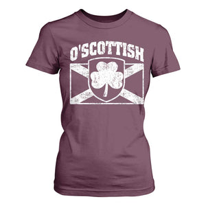 Irish-Scots Irish Scottish T Shirt For Women O'Scottish Vintage Shamrock TS11 Maroon Print Your Wear