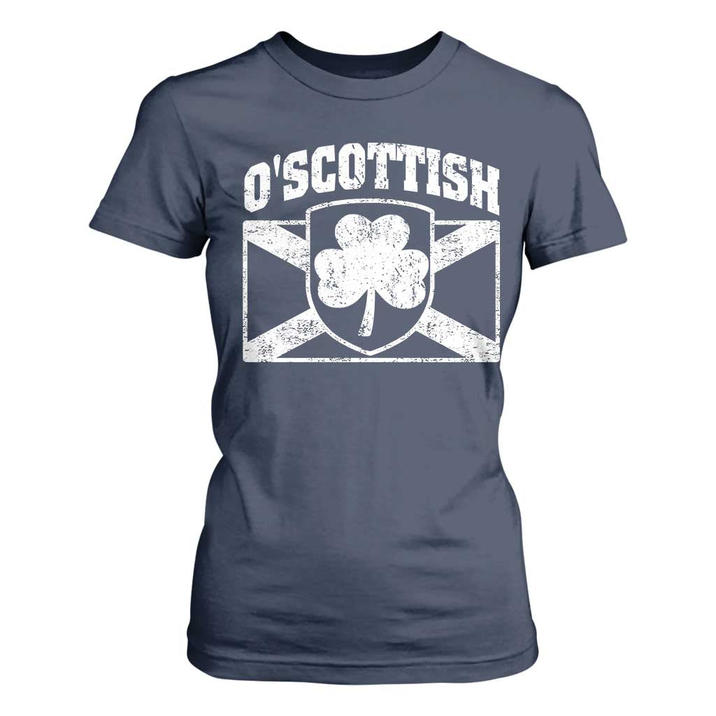 Irish-Scots Irish Scottish T Shirt For Women O'Scottish Vintage Shamrock TS11 Navy Print Your Wear