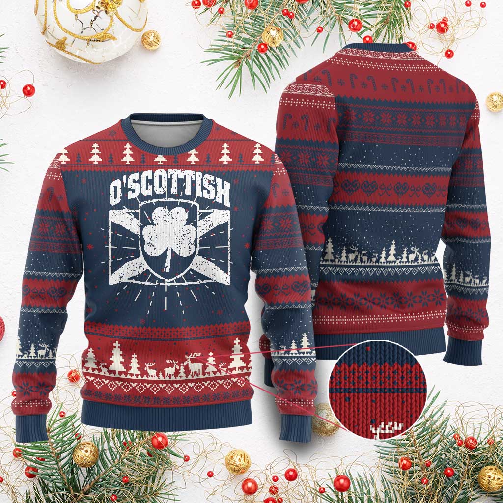 Irish-Scots Irish Scottish Knit Sweatshirt O'Scottish Vintage Shamrock TS11 Burgundy Print Your Wear