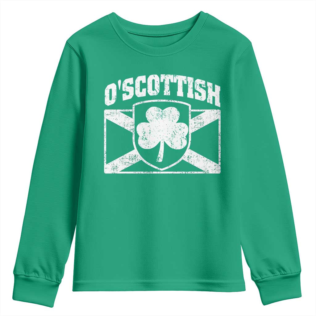 Irish-Scots Irish Scottish Youth Sweatshirt O'Scottish Vintage Shamrock TS11 Irish Green Print Your Wear