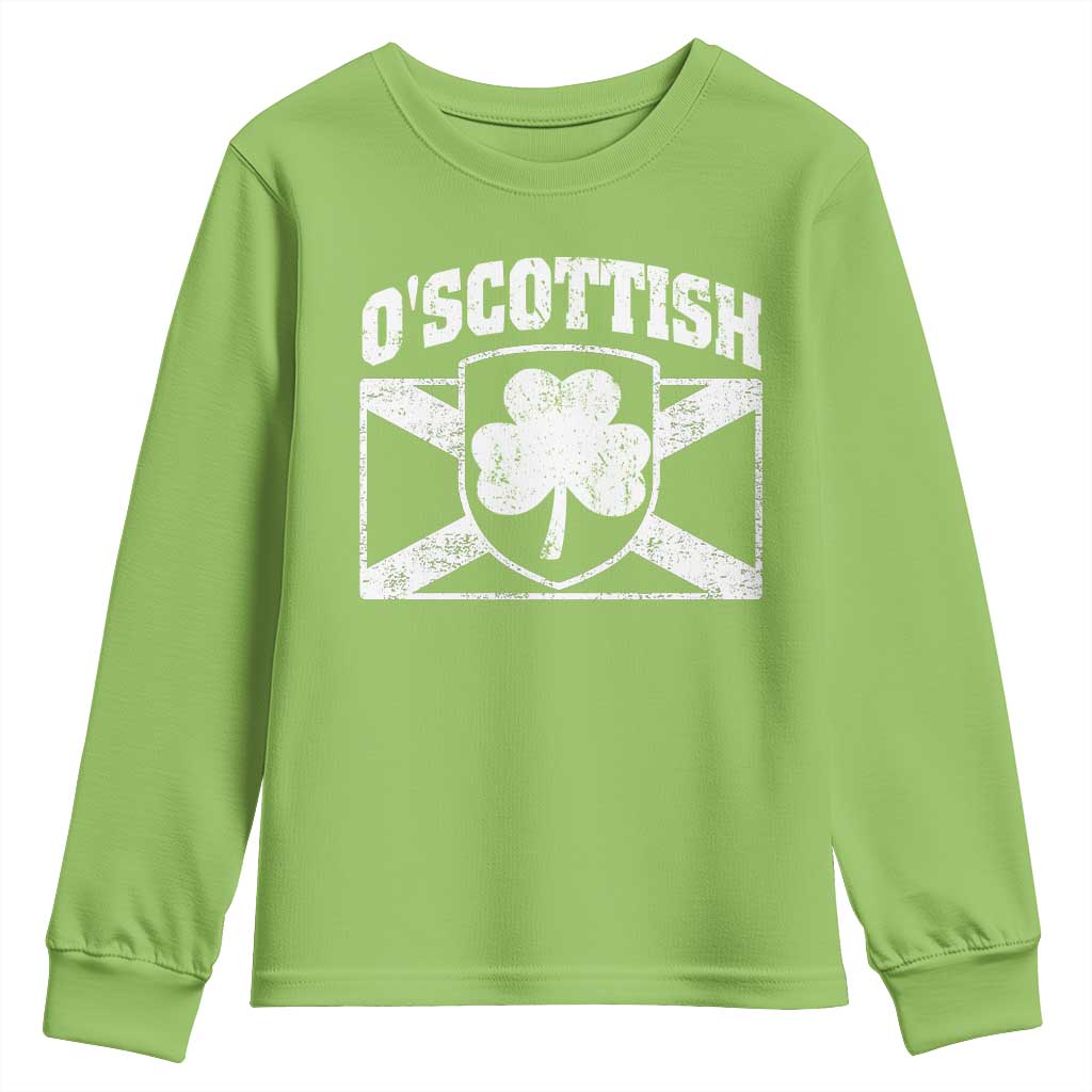 Irish-Scots Irish Scottish Youth Sweatshirt O'Scottish Vintage Shamrock TS11 Lime Print Your Wear