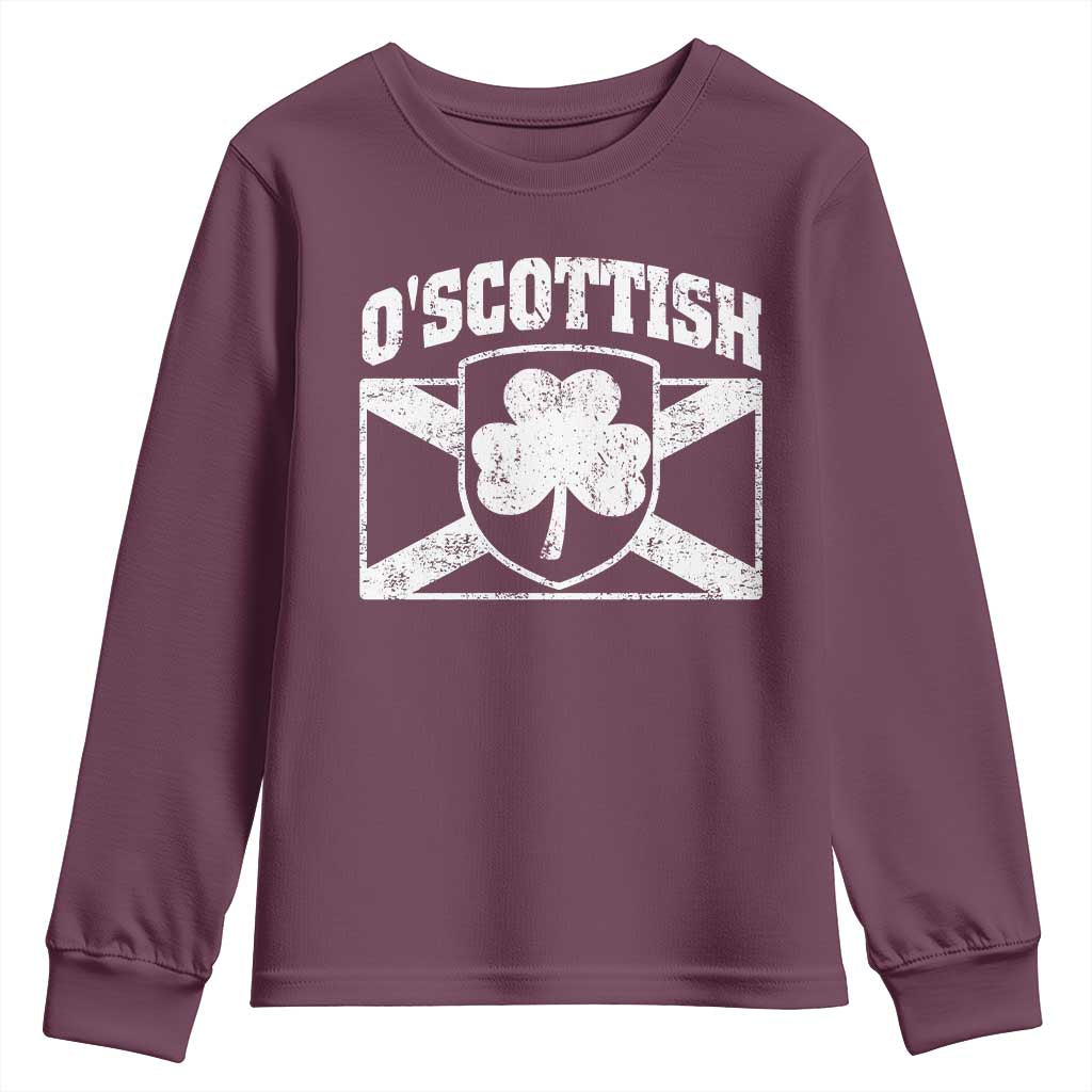 Irish-Scots Irish Scottish Youth Sweatshirt O'Scottish Vintage Shamrock TS11 Maroon Print Your Wear