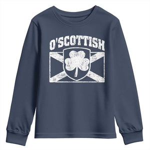 Irish-Scots Irish Scottish Youth Sweatshirt O'Scottish Vintage Shamrock TS11 Navy Print Your Wear