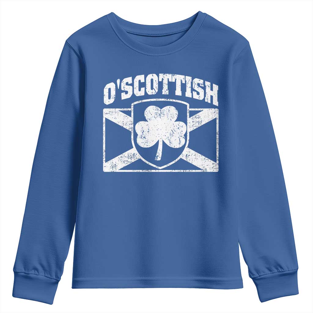 Irish-Scots Irish Scottish Youth Sweatshirt O'Scottish Vintage Shamrock TS11 Royal Blue Print Your Wear