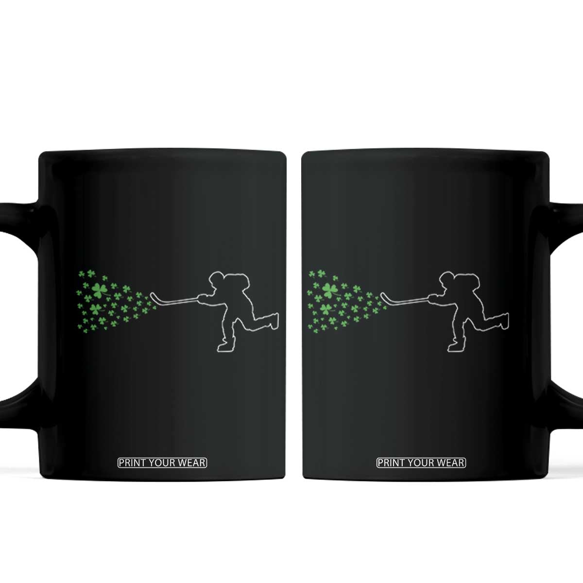 Funny St Patrick's Day Ice Hockey Shamrock Coffee Mug TS11 Black Print Your Wear