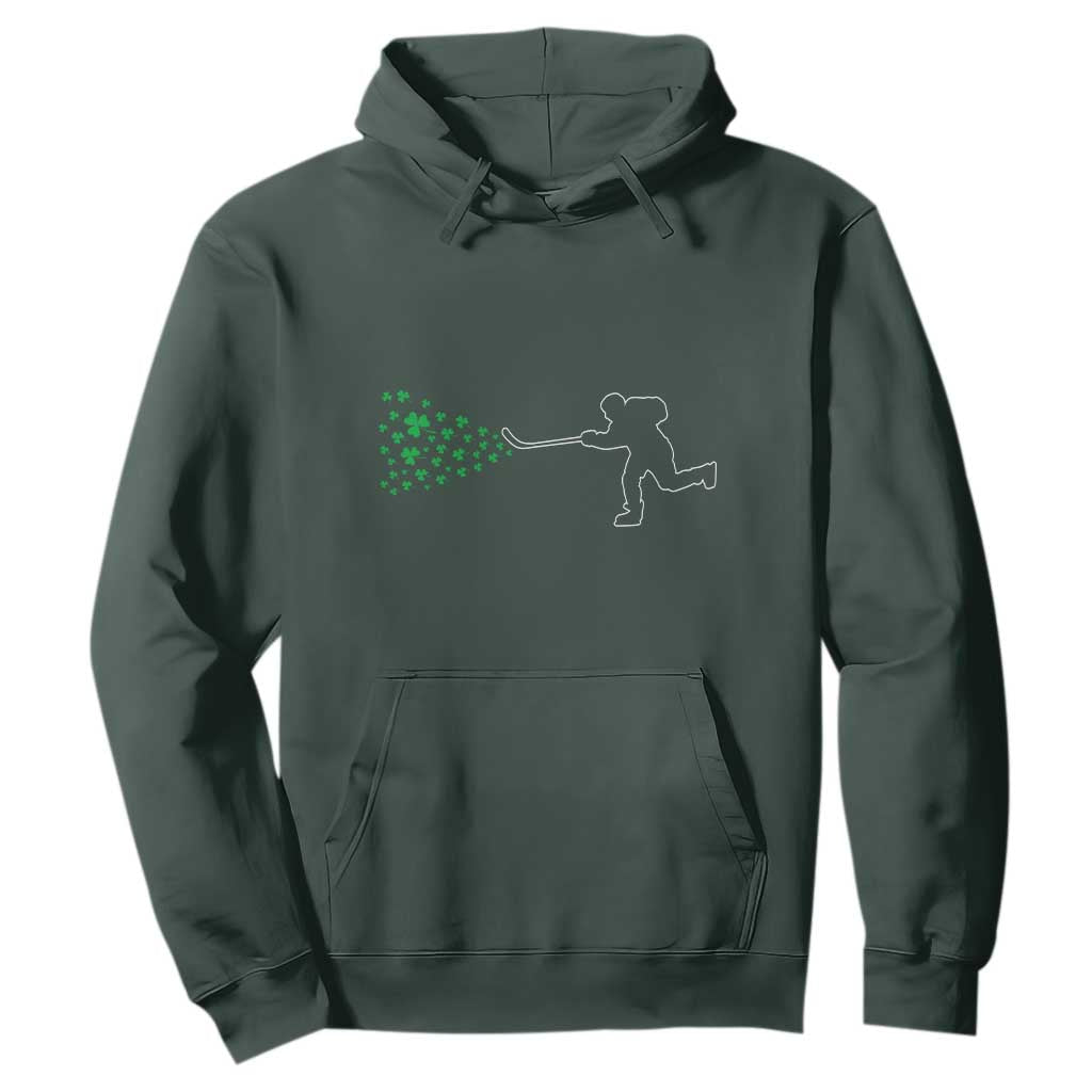 Funny St Patrick's Day Ice Hockey Shamrock Hoodie TS11 Dark Forest Green Print Your Wear
