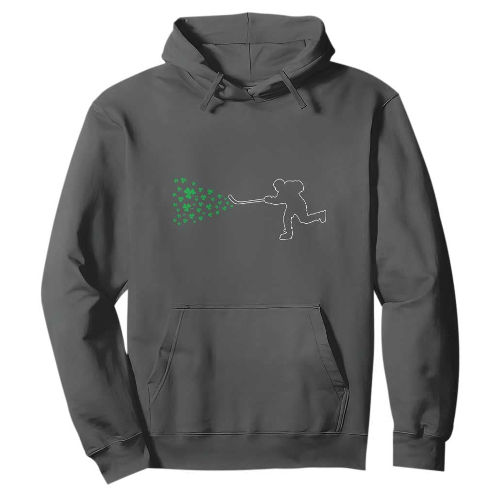 Funny St Patrick's Day Ice Hockey Shamrock Hoodie TS11 Dark Heather Print Your Wear