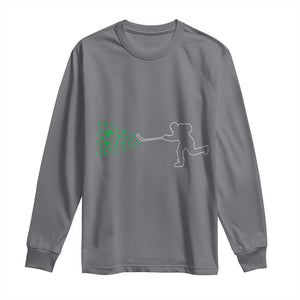 Funny St Patrick's Day Ice Hockey Shamrock Long Sleeve Shirt TS11 Charcoal Print Your Wear