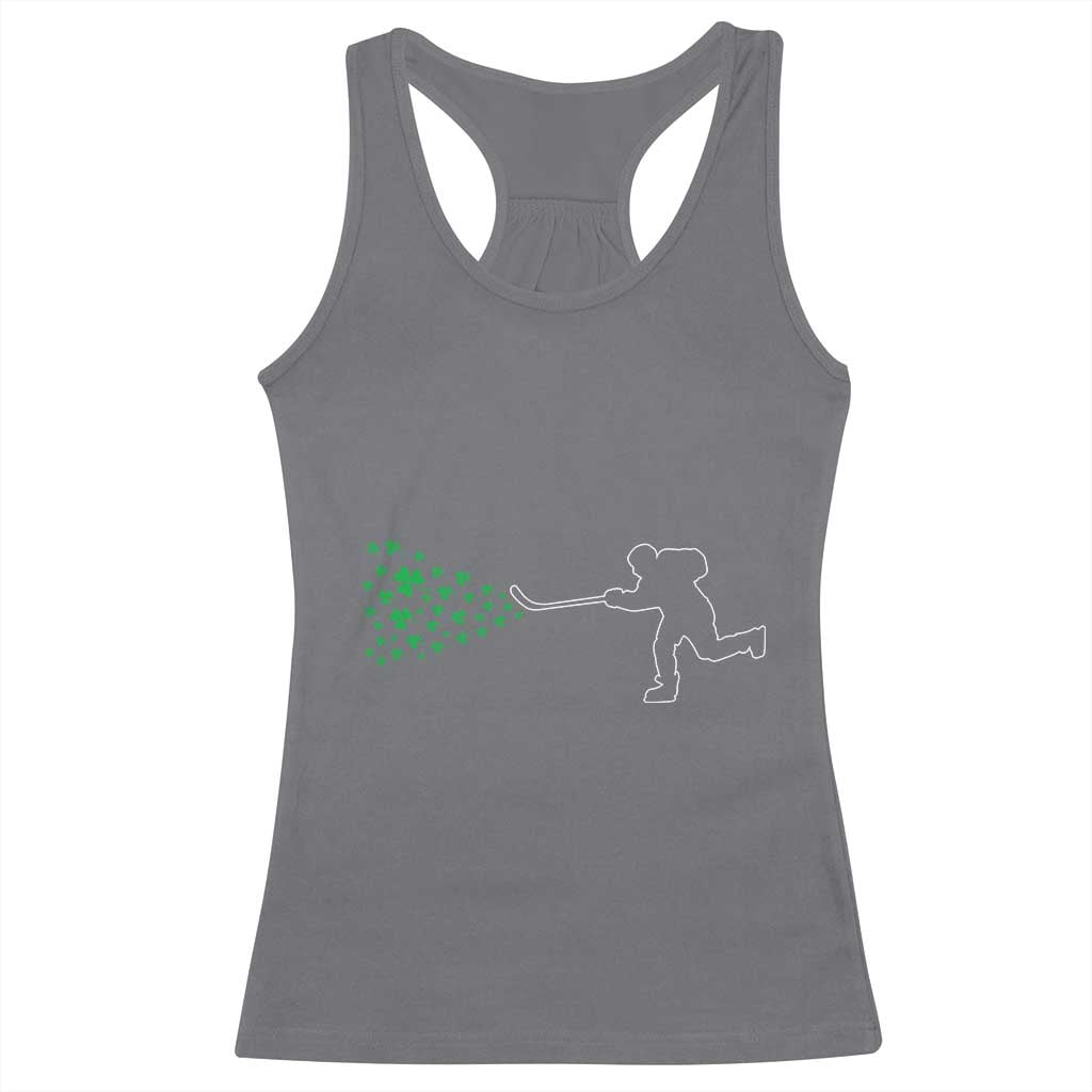 Funny St Patrick's Day Ice Hockey Shamrock Racerback Tank Top TS11 Charcoal Print Your Wear
